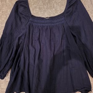 Banana Republic Dark Blue Peasant Blouse XL